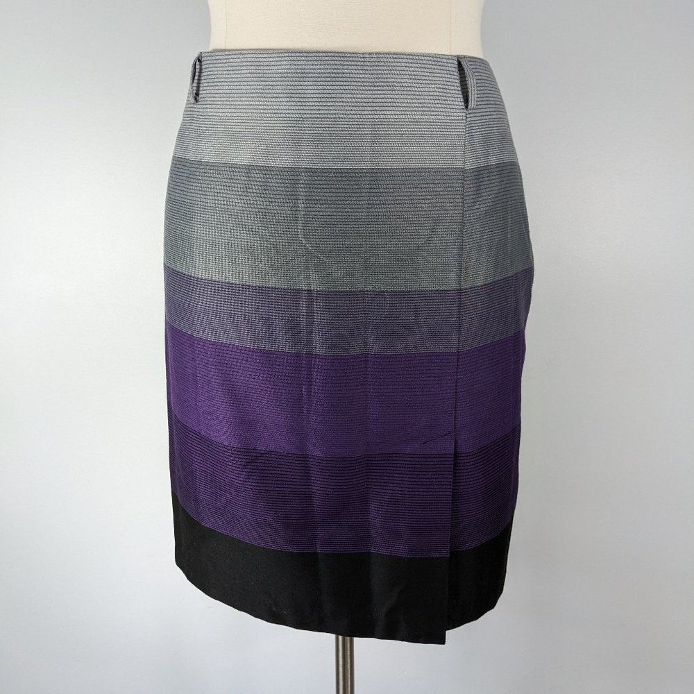 DressBarn Grey Black and Purple Striped Pencil Skirt